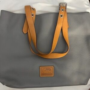 Dooney & Bourke Gray Tote with Tan Straps